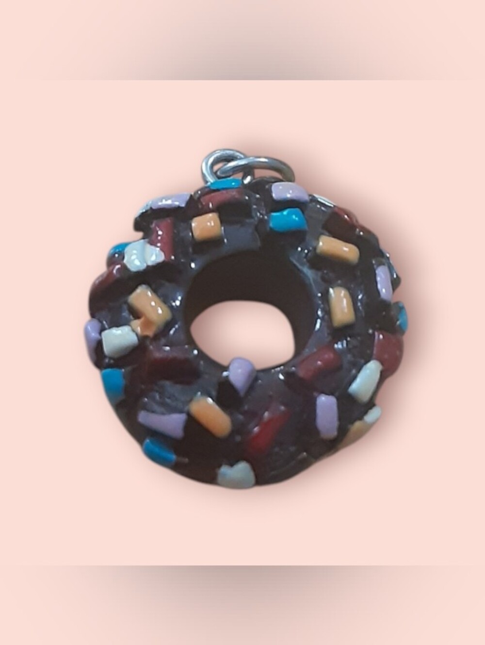 Donut Charm Chocolate Glazed Silver Tone Multicolor Sprinkles Forever